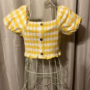 Yellow and white crop top